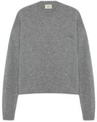 Autry - Truien & Vesten ,Grijs ,Wol Gebreide Trui Met Ronde Hals - Lyst