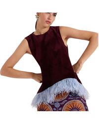 La DoubleJ - Tops ,Rood ,Jacquard Top Met Macramé Kwastjes - Lyst