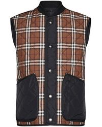 Burberry - Jassen ,Bruin ,Polyester Weaverton Vest Jacket Met Iconische Check - Lyst