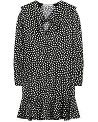 Chloé - Kleedjes ,Veelkleurig ,Mini-Jurk Met Lange Mouwen Van Zijdejacquard - Lyst