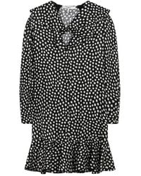 Chloé - Kleedjes ,Veelkleurig ,Mini-Jurk Met Lange Mouwen Van Zijdejacquard - Lyst
