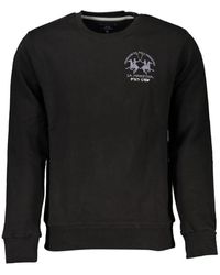 La Martina - Hoodies & Sweatvesten ,Zwart ,Katoen Elegant Fleece Sweatshirt Met Ronde Hals - Lyst
