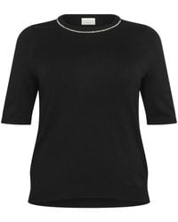 Kaffe - Schwarz Tief Strickpullover Pullover - Lyst