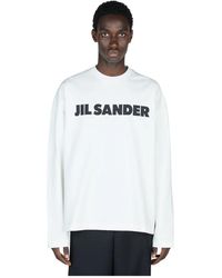 Jil Sander - Langarm T-Shirt mit Logo-Print - Lyst