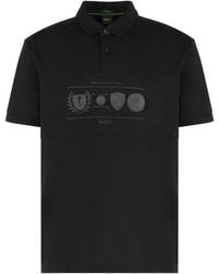 HUGO - Geripptes Baumwoll-Poloshirt Mit Seitenschlitzen - Lyst