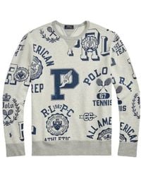 Polo Ralph Lauren - Truien & Vesten ,Wit ,Katoen Sportief Katoenen Sweatshirt Met Grafische Print - Lyst