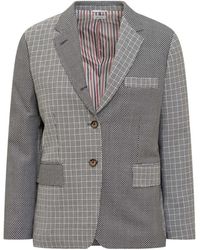 Thom Browne - Jassen ,Grijs ,Korte Revers Blazer Jas - Lyst