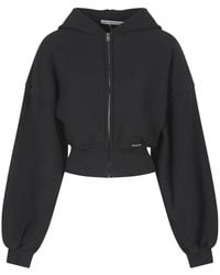 Alexander Wang - Cropped Zip-Up Hoodie Mit Markenlabel - Lyst