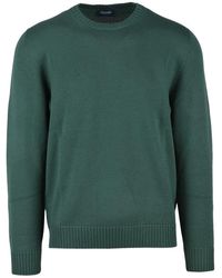 Drumohr - Truien & Vesten ,Groen ,Wol Merino Wol Ronde Hals Trui - Lyst