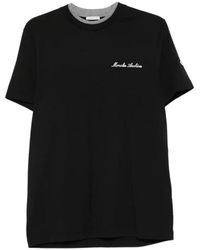 Moncler - Tops ,Zwart ,Katoen Ss T-Shirt - Lyst