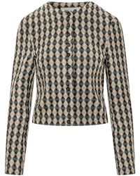 MSGM - Truien & Vesten ,Veelkleurig ,Cropped Vest Met Lange Mouwen - Lyst