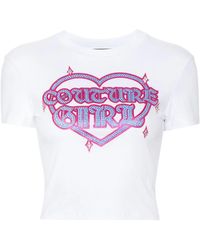Versace - Camiseta blanca con estampado de logo y cristales - Lyst