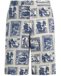 Billionaire - Korte Broeken ,Blauw ,Canvas Shorts Stamps All-Over - Lyst