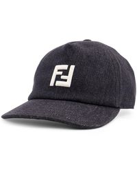 Fendi - Schwarzer Logo Bestickter Verstellbarer Hut - Lyst