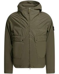 Stone Island - Jassen ,Groen ,Katoen Licht Compact Touch Poly-Tc Jack Met Capuchon - Lyst