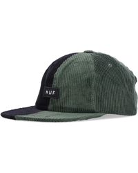 Huf - Accessoires ,Veelkleurig ,Katoen Bosgroene Fluwelen Platte Klep Pet - Lyst