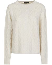 Aragona - Truien & Vesten ,Wit ,Trui Met Ronde Hals - Lyst