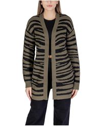 Jacqueline De Yong - Leopardenmuster strickpullover grün herbst/winter - Lyst