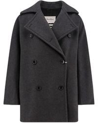 Max Mara - Jassen ,Grijs ,Wol Grijze Wollen Kasjmier Double-Breasted Jas - Lyst
