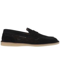 Dolce & Gabbana - Loafer aus perforiertem leder schwarz runde zehe - Lyst