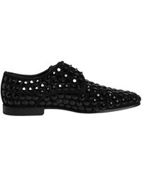 Dolce & Gabbana - Schwarze Wildleder Strass Derby Formelle Schuhe - Lyst