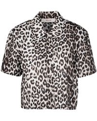 Jucca - Overhemden ,Veelkleurig ,Katoen Shirt Van Katoenpoplin Met Luipaardprint - Lyst