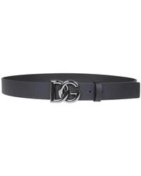 Dolce & Gabbana - Cintura premium in pelle di vitello nera con logo dg in metallo - Lyst