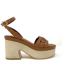 Janet & Janet - Wildleder-Plateau-Sandalen Mit Knöchelriemen - Lyst