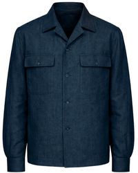 BRIGLIA - Overhemden ,Blauw ,Jas Met Spreidende Kraag En Knoopsluiting - Lyst