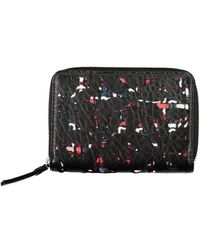 Desigual - Accessoires ,Veelkleurig ,Elegante Zwarte Portemonnee Met Rits En Contrasterende Accenten - Lyst