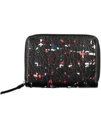 Desigual - Accessoires ,Veelkleurig ,Elegante Zwarte Portemonnee Met Rits En Contrasterende Accenten - Lyst
