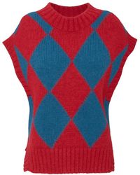 La DoubleJ - Truien & Vesten ,Rood ,Wol Argyle Wollen Gilet - Lyst