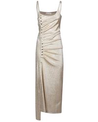 Rabanne - Glamouröses lurex-drapiertes kleid mit knopfdetail - Lyst