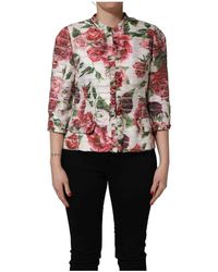 Dolce & Gabbana - Peony Print Crewneck Jacket - Lyst