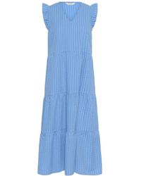 Part Two - Kleedjes ,Blauw ,Katoen Feminine Maxi-Jurk Met Ruches - Lyst