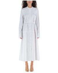 Jil Sander - Abito midi in cotone con bottoni - Lyst