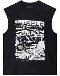Purple Brand - Tops ,Zwart ,Katoen Mouwloze Tank Top - Lyst