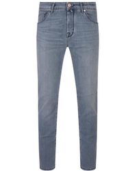 Jacob Cohen - Blaue cropped jeans mit logo - Lyst