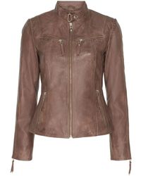Btfcph - Jassen ,Bruin ,Leer Stenen Bikerjas Met Zilveren Acc - Lyst