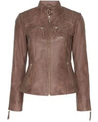 Btfcph - Jassen ,Bruin ,Leer Stenen Bikerjas Met Zilveren Acc - Lyst