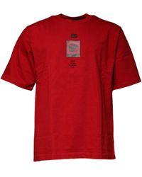 Dolce & Gabbana - Rotes grafikdruck baumwoll-crew-neck-t-shirt - Lyst