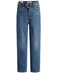 Levi's - Jeans ,Blauw ,Katoen Ribcage Straight Ankle Jeans - Lyst