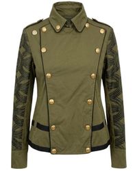MR & MRS - Jassen ,Groen ,Katoen Dubbelrijige Militaire Jas - Lyst