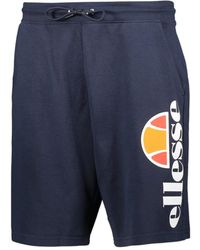 Ellesse - Korte Broeken ,Blauw ,Katoen Blauwe Verlengde Logo Shorts - Lyst