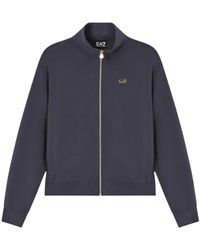 EA7 - Hoodies & Sweatvesten ,Blauw ,Polyester Core Lady Zip-Through - Lyst