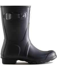HUNTER - Schoenen ,Blauw ,Polyester Korte Marineblauwe Wellington Laarzen - Lyst