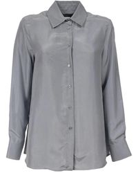 Weekend by Maxmara - Overhemden ,Grijs ,Zijden Blouse Met Uitlopende Stijl - Lyst