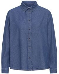 Ichi - Overhemden ,Blauw ,Shirt Met Lange Mouwen - Lyst