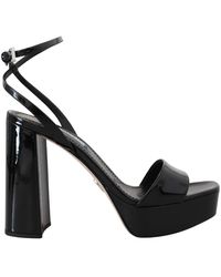 Prada - Schwarze patent sandaletten mit knöchelriemen - Lyst