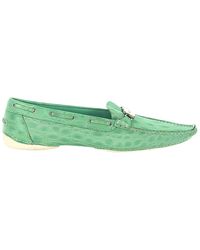 Sergio Rossi Moccassins smooth leather embossing metal decoration - Verde